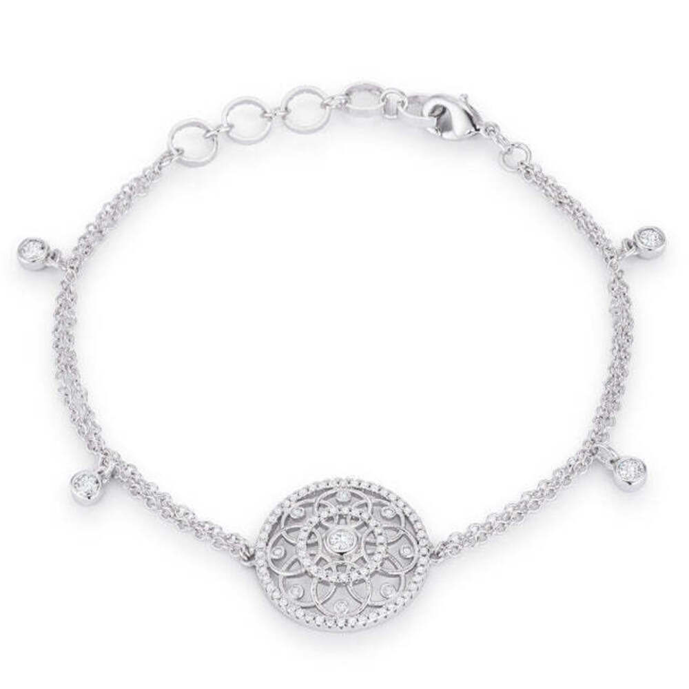 Carol 0.8ct CZ Rhodium Pave Disc Bracelet